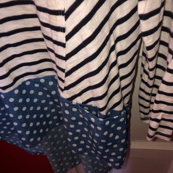 Anthropologie Postmark Fairley Postage Stamp Roll Tab Striped Polka Dot Shirt - Picture 9 of 12